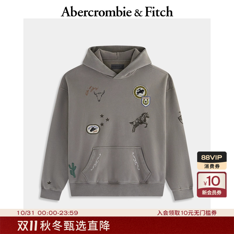 AF经典小麋鹿图案男装25秋冬新款美式百搭套头连帽卫衣122-5722