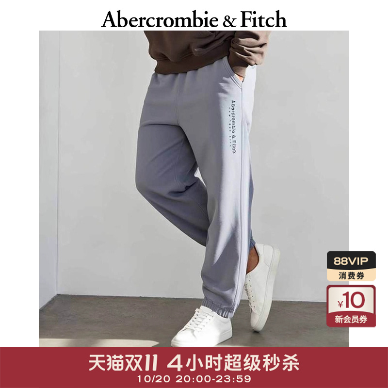 AF男装25秋冬新款美式抓绒LOGO松紧腰束脚运动卫裤长裤176-5440