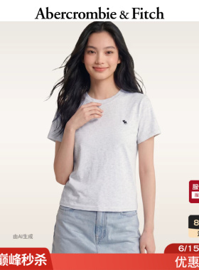AF经典小麋鹿图案美式纯棉黑色多色短袖T恤26夏新款女装139-6554