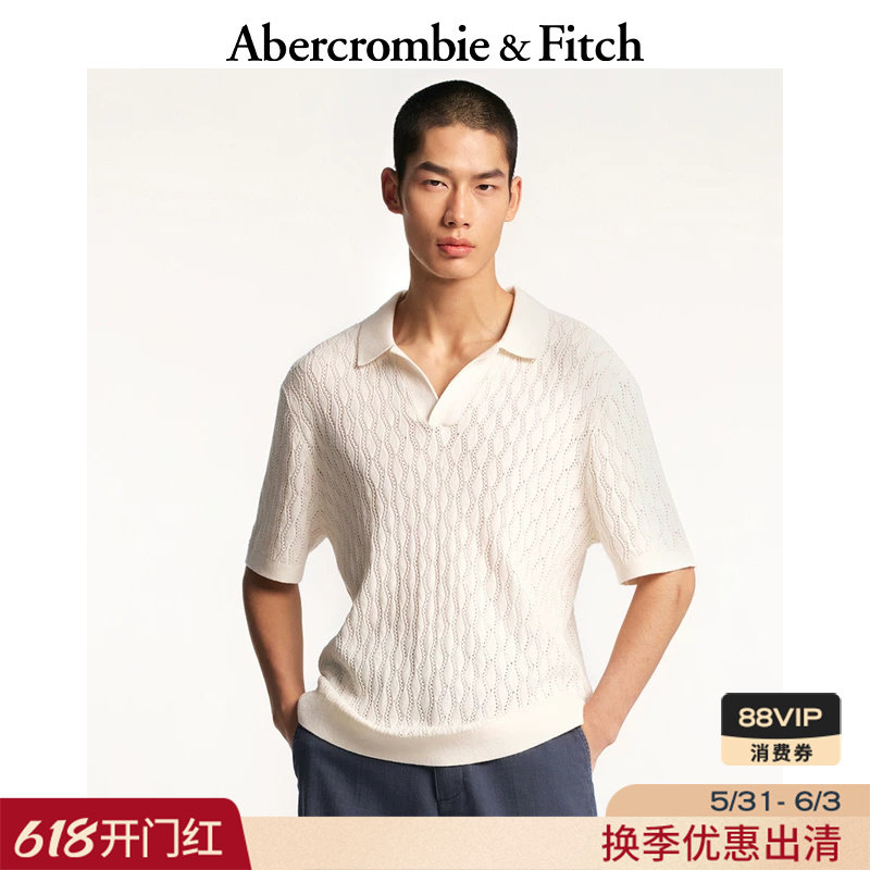 AF美式通勤时尚老钱风短袖海鸥领针织POLO衫26春夏男装120-6037