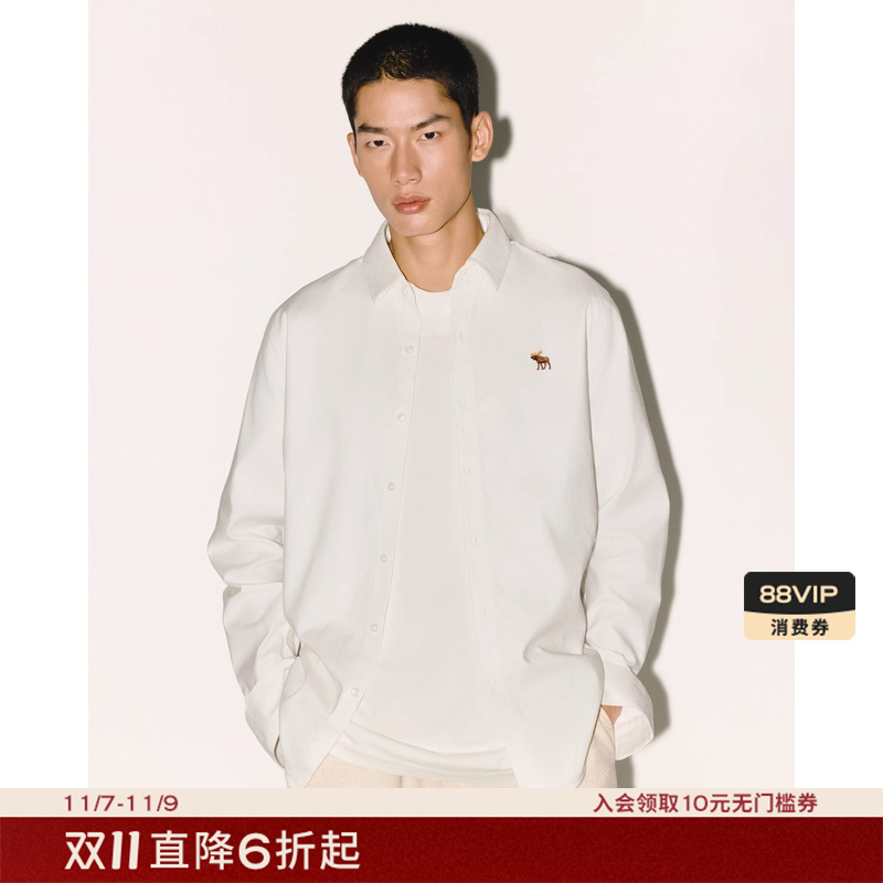 【经典老钱风】AF小麋鹿图案男装25秋季新款美式长袖衬衫125-5292