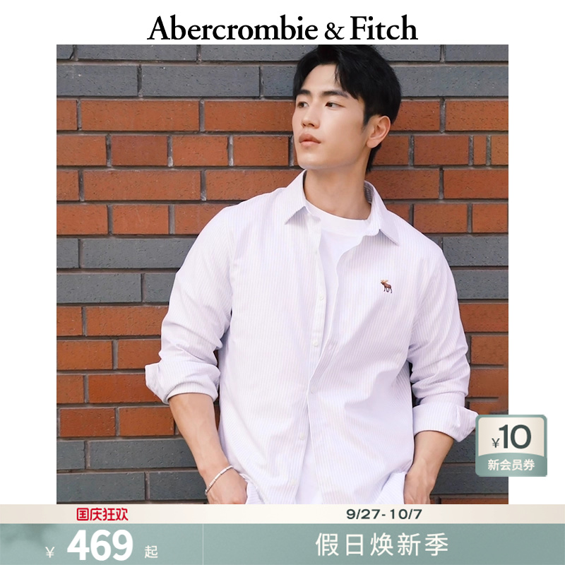 AF经典小麋鹿图案男装25秋季新款美式百搭通勤长袖衬衫125-5292
