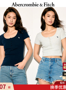 【多色亨利领】AF小麋鹿图案女装25夏季修身短袖T恤139-5271