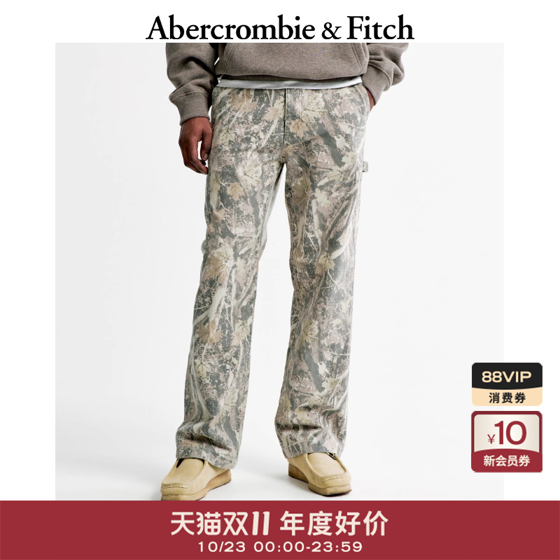 做旧潮流印花直筒休闲裤