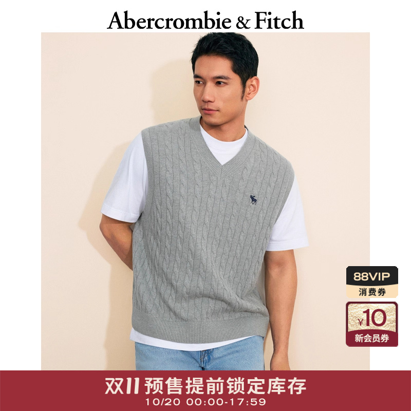 【双11预售】AF小麋鹿图案男装25秋冬新款V领针织马甲120-5244