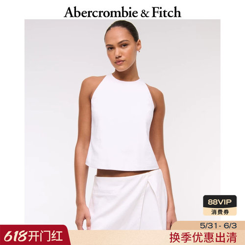 AF美式性感气质显瘦亚麻混纺背心马甲上衣25夏季女装140-5260