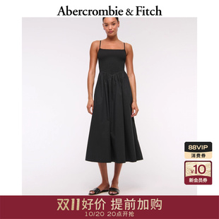 低领吊带连衣裙长裙159 AF女装 气质复古修身 法式 5842 25夏季