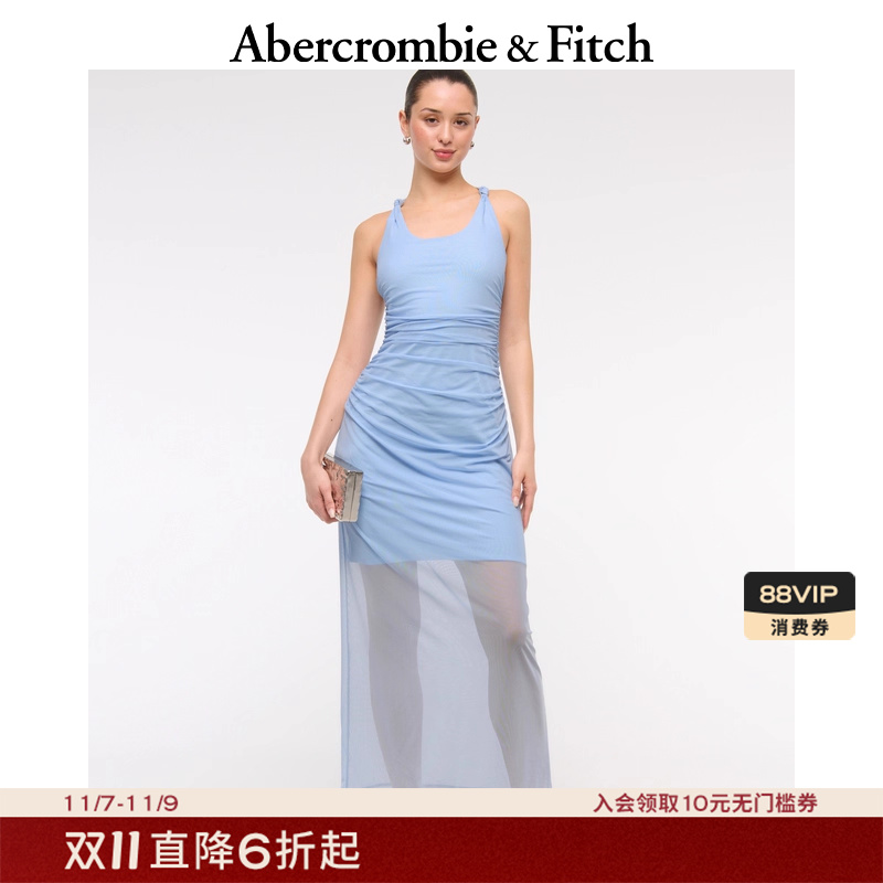 AF女装25夏季美式性感辣妹度假风薄纱修身无袖连衣裙159-6230