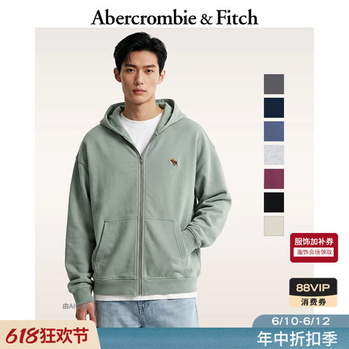 AF美式小麋鹿图案连帽卫衣男装