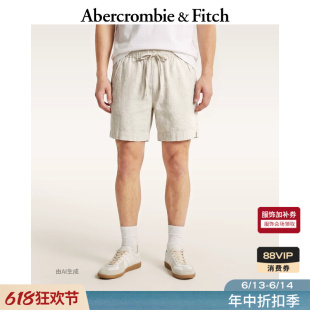 AF美式复古经典舒适休闲棉麻混纺五分裤短裤26夏男装128-6176