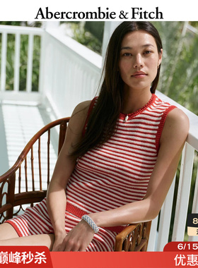 AF美式复古红色条纹质感无袖针织背心上衣26夏女装150-6127