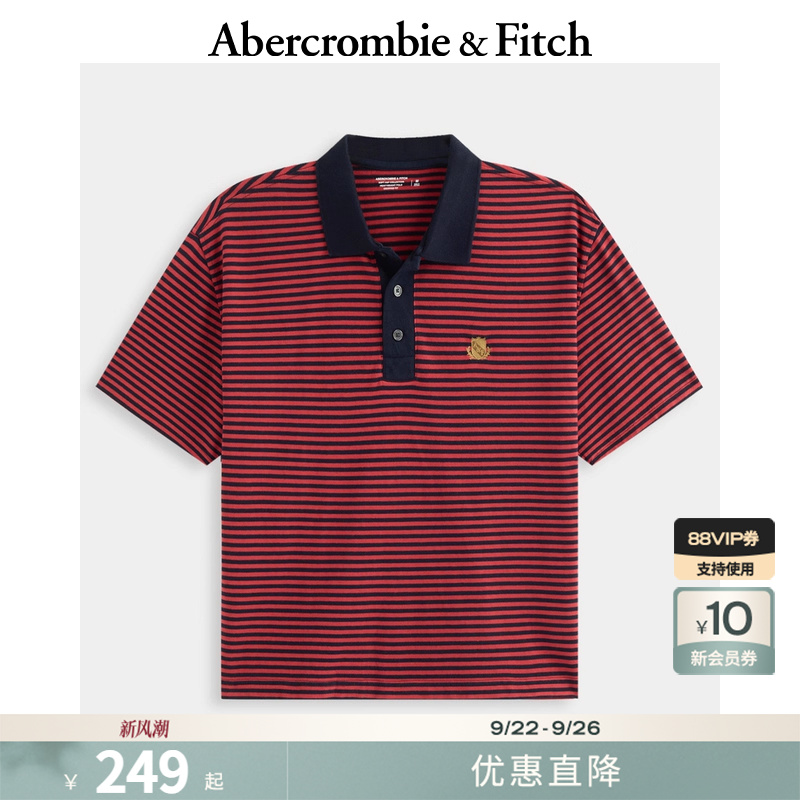 【重磅POLO】AF男装25夏季美式条纹棉质Polo衫短袖T恤KI124-5570