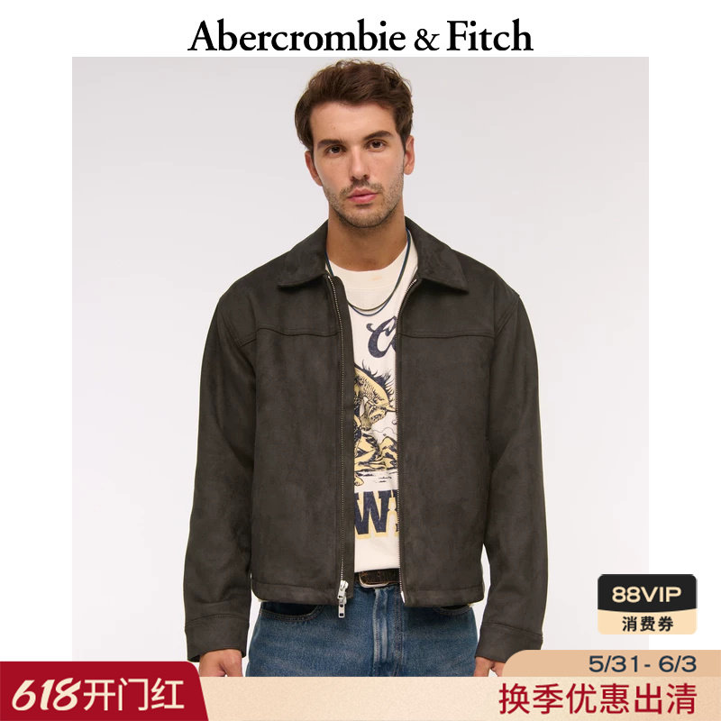 AF美式复古百搭经典仿麂皮宽松机车夹克外套25秋冬男装132-5
