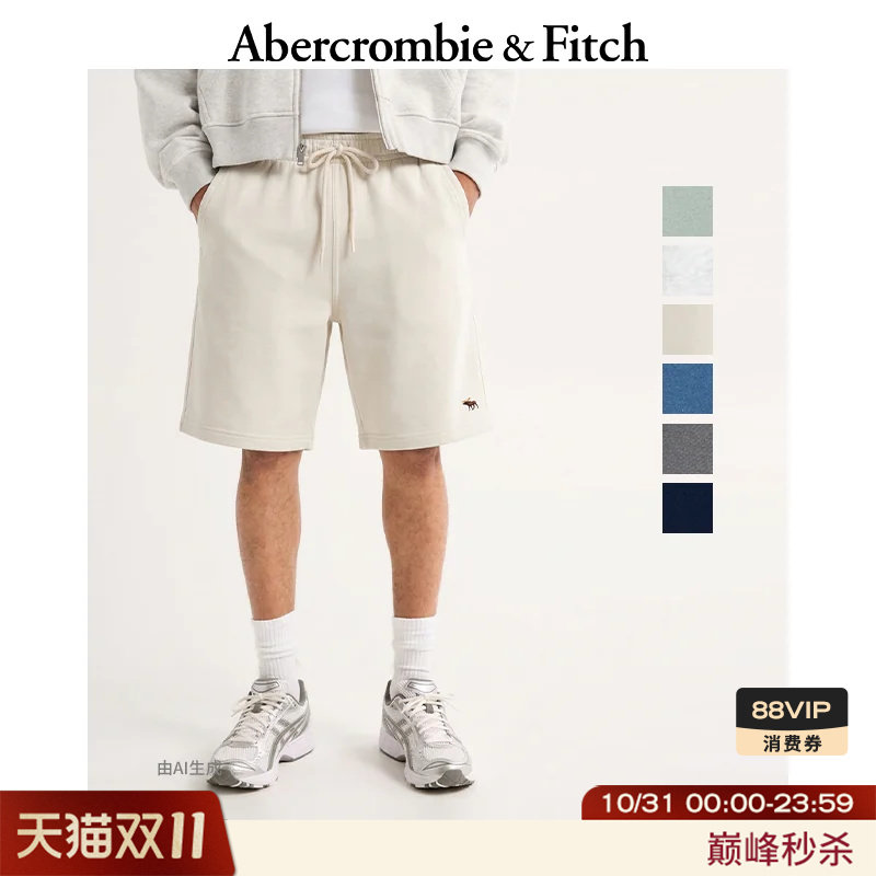 【穿搭必备】AF经典小麋鹿图案简约松紧腰毛圈布运动短裤26夏男装128-6058