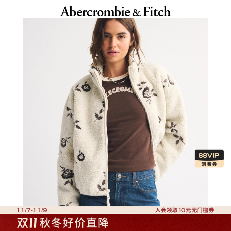 【仿羊羔绒立领】AF女装25秋冬新款美式宽松保暖拉链外套152-5379