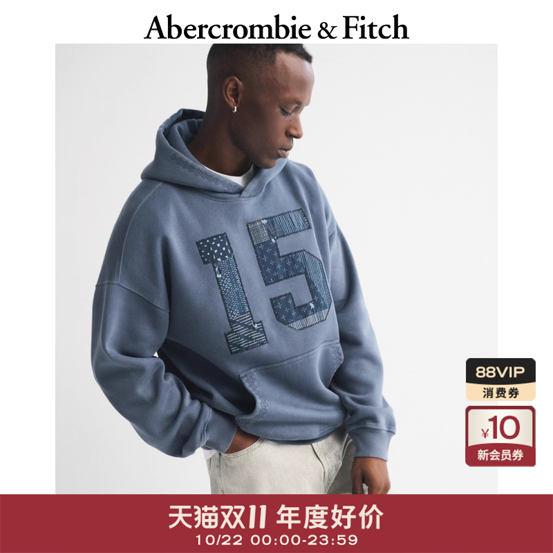 AF男装25秋冬新款美式百搭复古宽松落肩长袖套头连帽卫衣122-5736