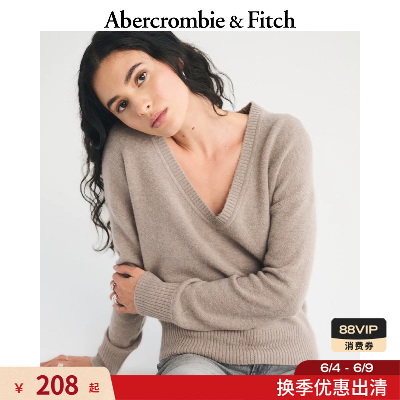 AF美式舒适慵懒感羊毛衫深V领套头毛衣针织衫25冬季女装150-5556