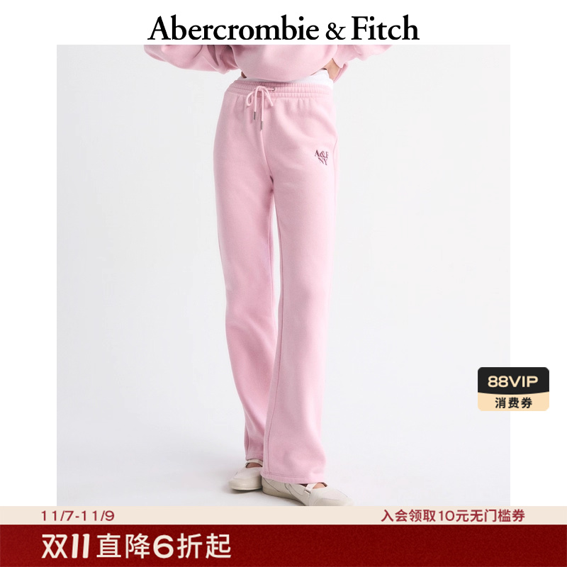 AF女装25秋冬新款美式LOGO松紧腰抓绒微喇运动卫裤长裤147-5167