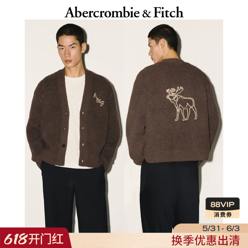 AF经典大麋鹿图案美式绒感针织衫毛衣上衣25秋冬男装120-5180