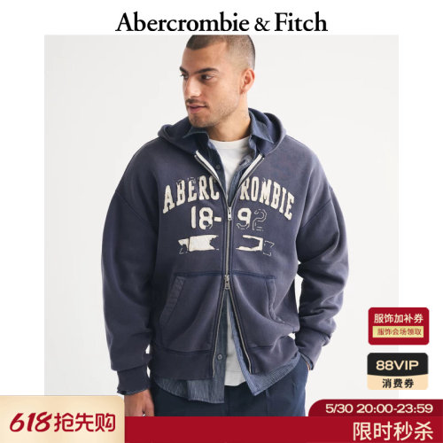 【经典复刻】AF美式重磅抓绒LOGO卫衣外套26春男装女装122-6143