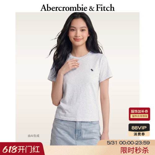 AF小麋鹿图案美式棉质短袖T恤