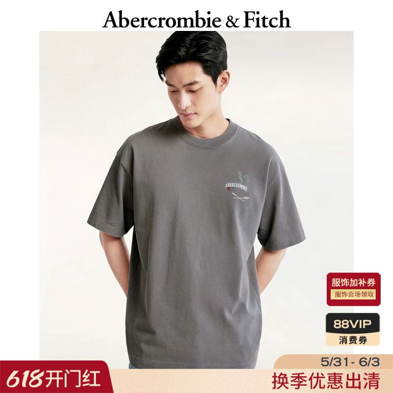 AF美式情侣重磅棉质LOGO创意图案短袖T恤上衣26春夏男装123-6047