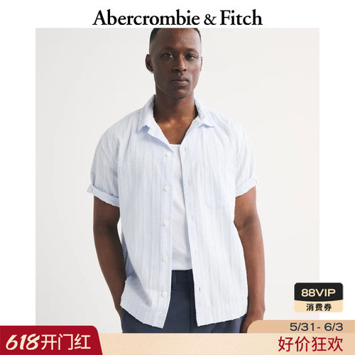 AF美式度假风棉质古巴领短袖衬衫