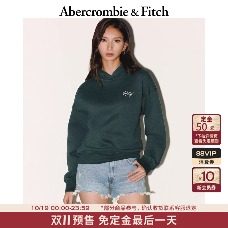 【双11预售】AF女装25秋冬新款LOGO宽松抓绒连帽卫衣152-5420