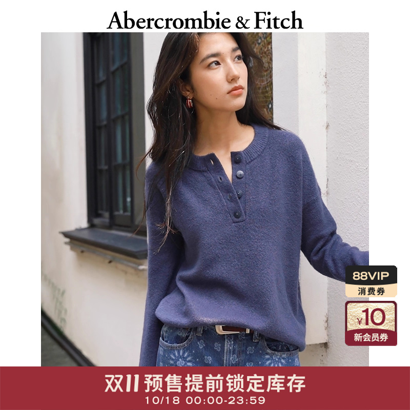 【双11预售】AF女装25秋冬新款亨利领长袖套头针织毛衣150-5351