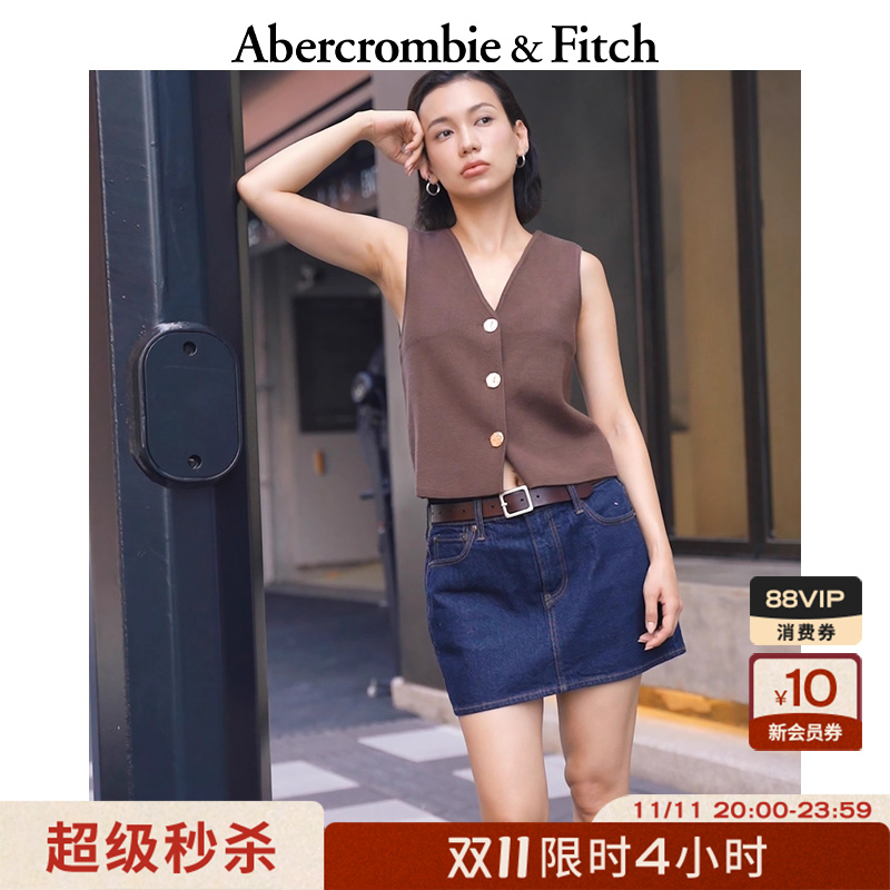 AF女装25秋新款美式辣妹度假风V领纽扣式针织马甲背心150-5298