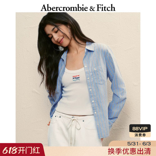 【美式经典】AF小麋鹿图案百搭牛津长袖衬衫25秋季女装140-5247
