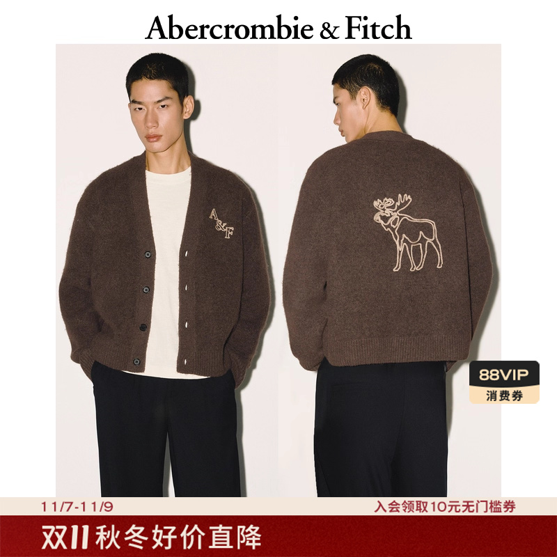 【经典老钱风】AF大麋鹿图案男装25秋冬针织开衫毛衣外套120-5180