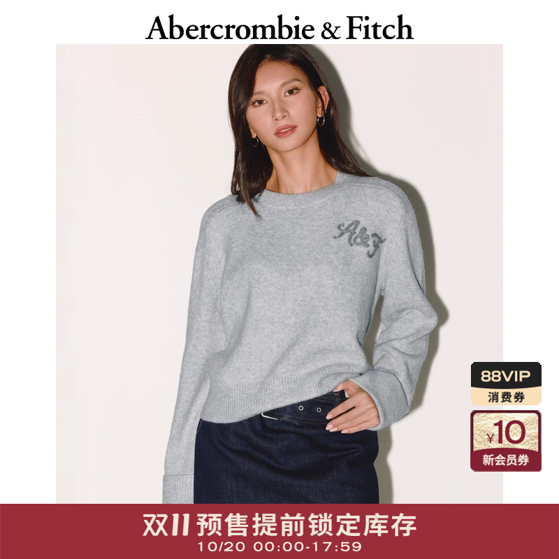 【双11预售】AF女装25秋冬新款LOGO罗纹长袖针织衫毛衣150-5460