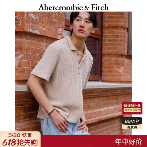 AF美式复古通勤棉质人字纹短袖针织衫POLO衫26春夏男装120-6083
