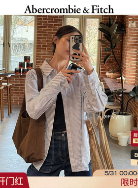 AF经典小麋鹿图案美式气质通勤府绸长袖衬衫26春夏女装140-6072
