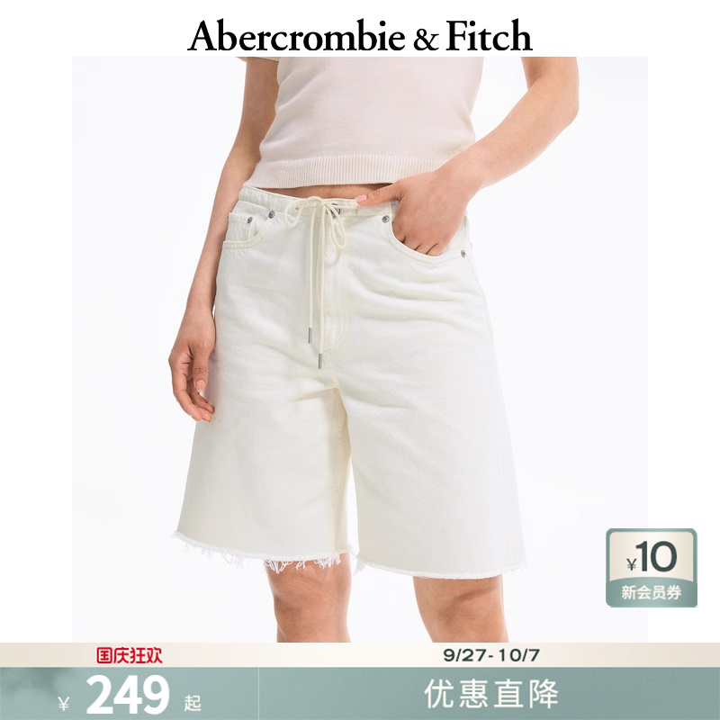 AF女装25夏季美式复古baggy风宽松五分裤牛仔短裤149-5121