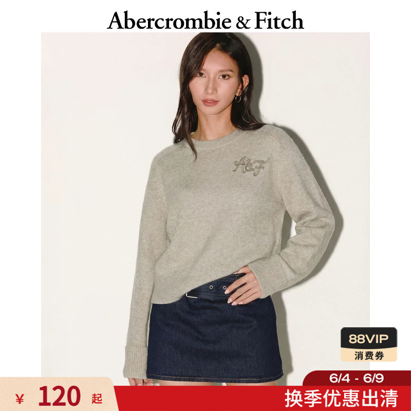 AF美式舒适慵懒风百搭LOGO罗纹长袖针织衫毛衣25秋冬女装150-5460