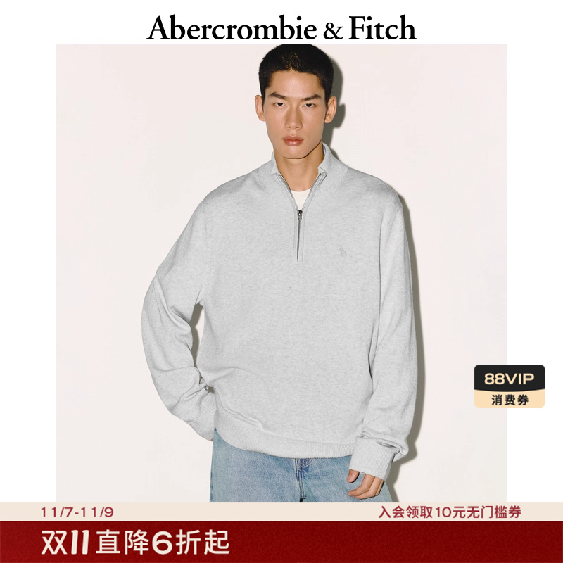 【半拉链立领】AF小麋鹿图案男装25秋冬新款毛衣针织衫120-5139