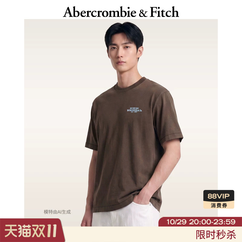 AF美式复古街头印花纯棉重磅短袖T恤上衣26年人气男装123-6241