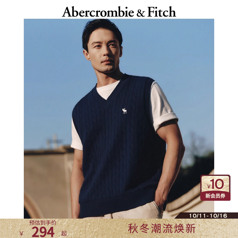 AF经典小麋鹿图案男装25秋冬新款羊毛混纺针织背心马甲120-5244