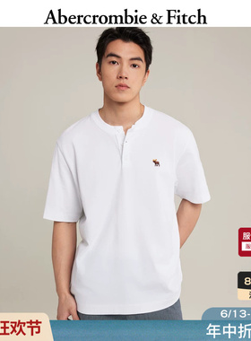 AF小麋鹿图案美式白色多色亨利纯棉重磅T恤26夏男装124-6806