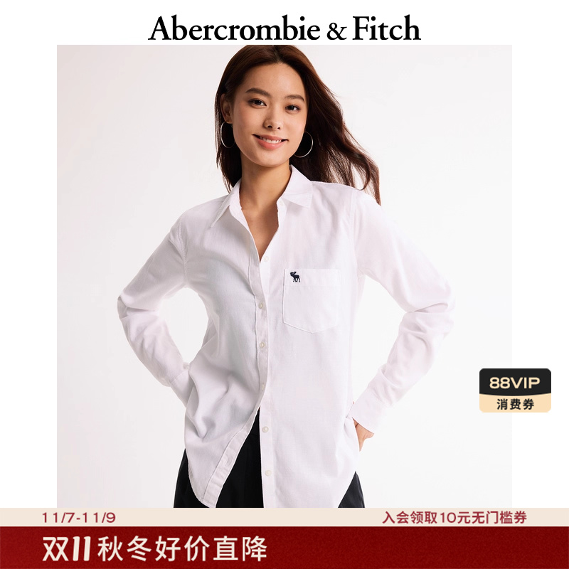 AF女装小麋鹿纯色长袖衬衫