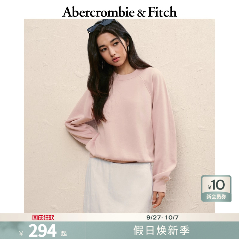 AF女装25秋冬新款美式经典舒适圆领插肩长袖套头卫衣152-5352