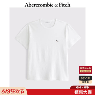 AF经典小麋鹿图案亚麻混纺黑色白色短袖T恤26夏新款男装124-6194