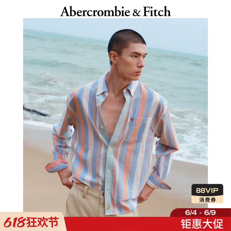 【经典复刻】AF美式LOGO竖条纹棉质长袖衬衫26夏男装125-6376
