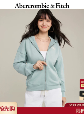 AF红色多色LOGO毛圈布连帽开衫卫衣外套26春夏女装152-6234