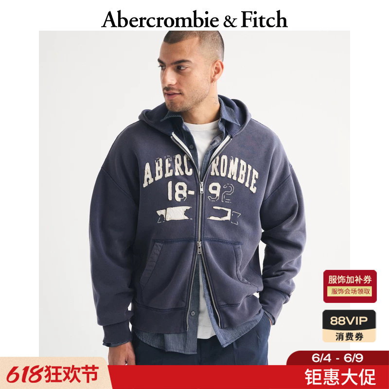 【经典复刻】AF美式重磅抓绒LOGO卫衣外套26春男装女装122-6143