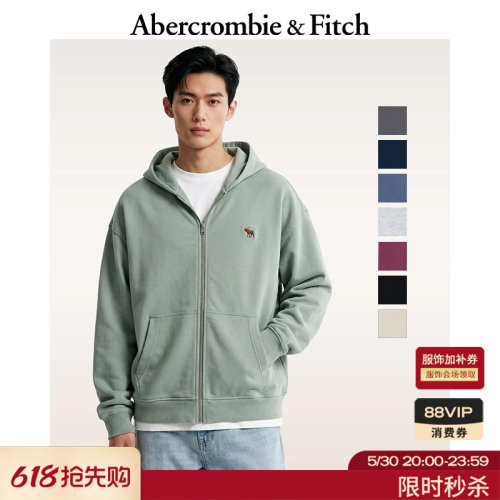 AF美式小麋鹿图案连帽卫衣男装