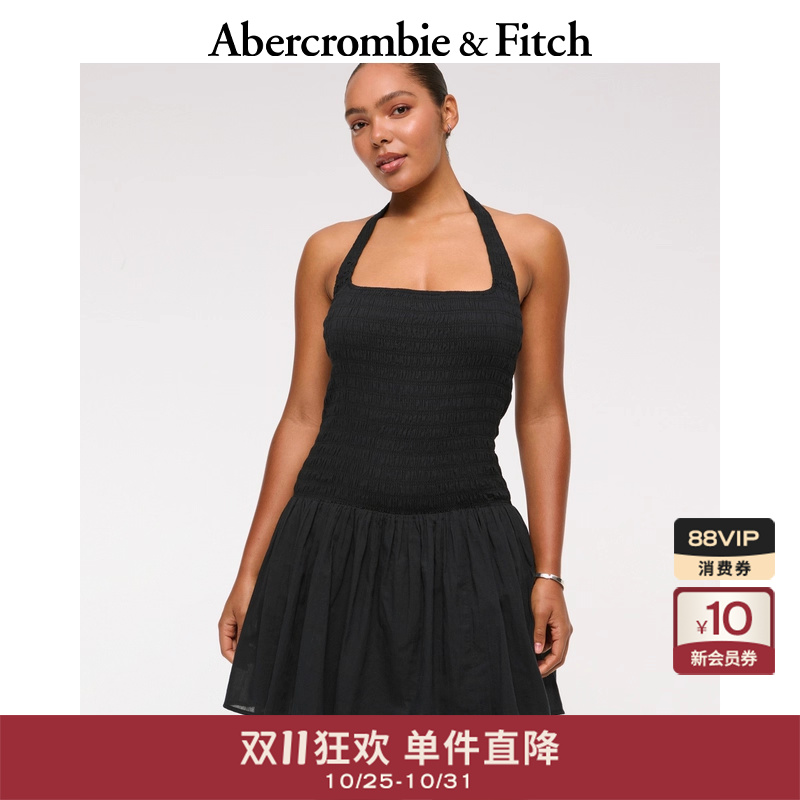 AF女装25夏季美式复古性感辣妹露背挂脖连衣裙短裙159-5821