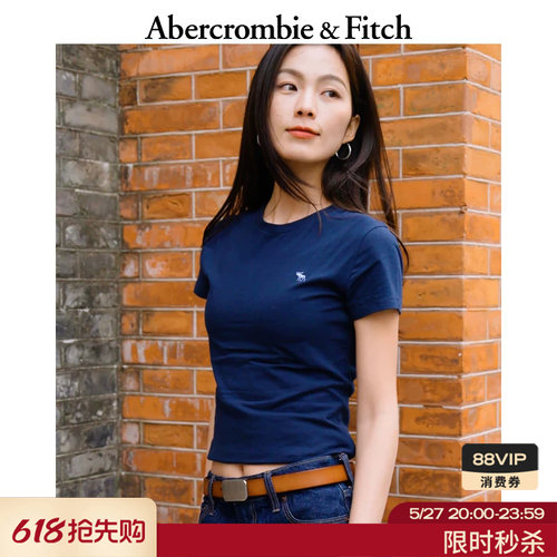 AF经典小麋鹿图案复古修身打底短袖T恤上衣26春夏女装139-6120